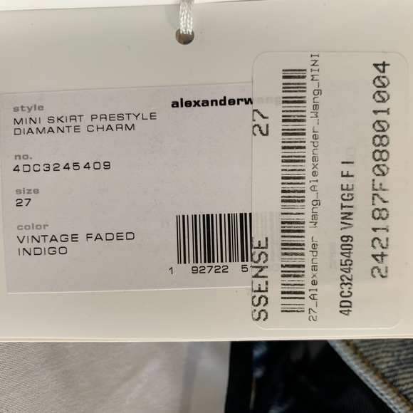 New Alexander Wang MINI SKIRT PRESTYLE DIAMANTE CHARM Sz 27 - Picture 6 of 6